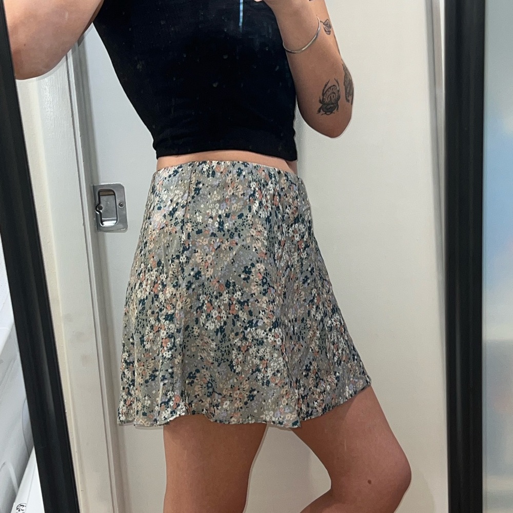 Lola Grace Grey Floral Slip Skirt